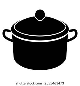 Cooking pot icon silhouette vector art illustration