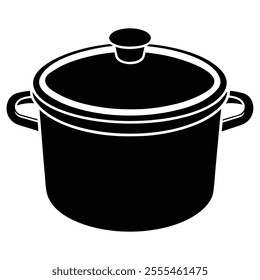 Cooking pot icon silhouette vector art illustration