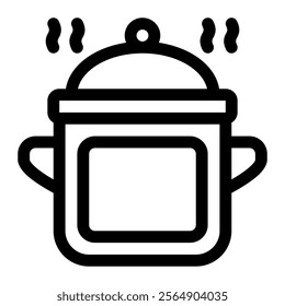 Cooking pot icon with simple and line style