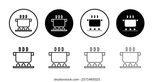 cooking pot icon Simple outline illustration set