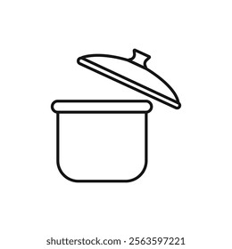 Cooking pot icon Simple thin line flat symbol