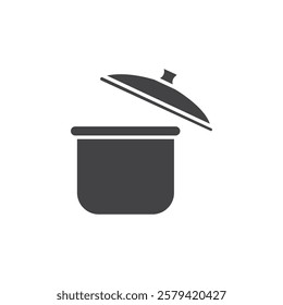 Cooking pot icon Simple thin line flat symbol