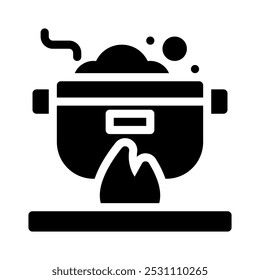 cooking pot icon with style glyph