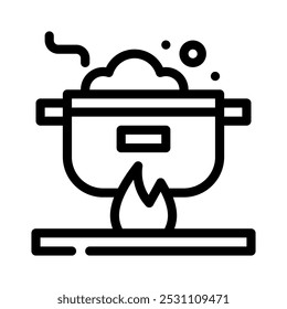 cooking pot icon with style outline