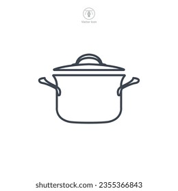símbolo del icono de la olla de cocina ilustración vectorial aislado en fondo blanco