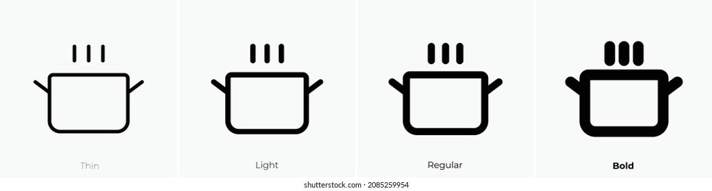cooking pot icon. Thin, Light Regular And Bold style design isolated on white background