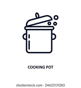 cooking pot icon. Thin line cooking pot icon from kitchen collection. Outline vector isolated on white background. Editable cooking pot symbol can be used web and mobile