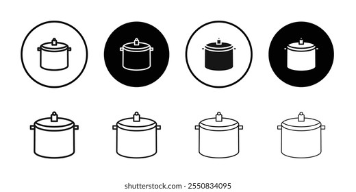 Cooking pot icon Thin line flat illustration