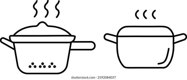 "Cooking Pot Icon - Thin Line Outline Vector"