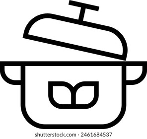 icono de olla. Diseño de estilo lineal delgado aislado sobre fondo blanco