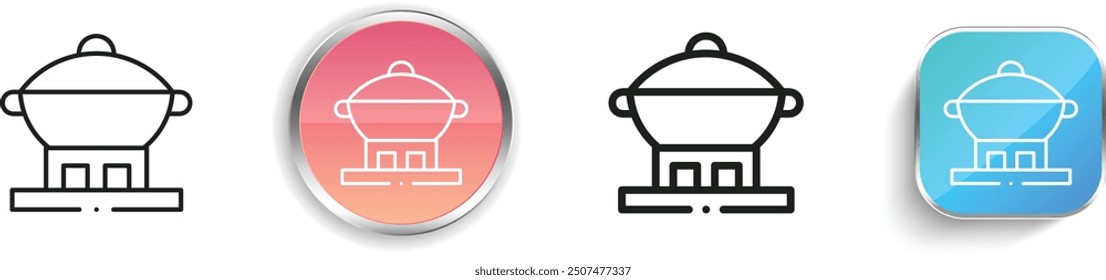 cooking pot icon. Thin Linear, Regular and Button Style Design Isolated On White Background