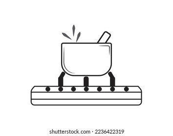 Kochen des Topfes Symbol mit Herd. Vektor, Logo, flaches Abzeichen