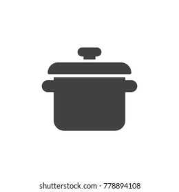 Cooking pot icon vector, filled flat sign, solid pictogram isolated on white. Pan symbol, logo illustration.