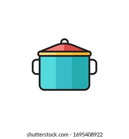 cooking pot icon vector illustration filled outline style design. isolated on white background