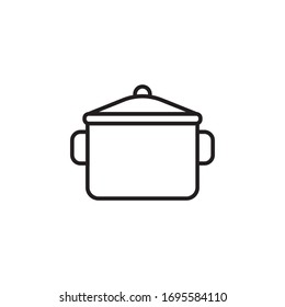 cooking pot icon vector illustration outline style design. isolated on white background