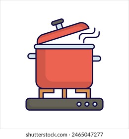 cooking pot icon with white background vector stock illustration