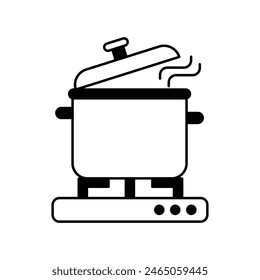 Kochtopf-Symbol mit weißem Hintergrund Vektorgrafik Stock Illustration
