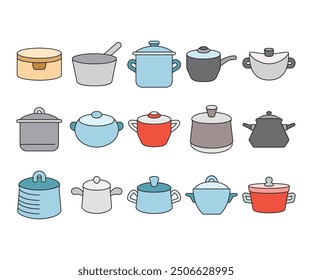 cooking pot icons set vector illustration