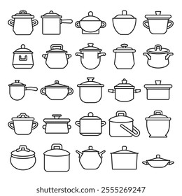 cooking pot icons set vector illustration