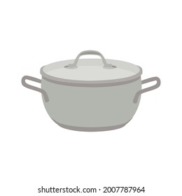 La olla de cocina está aislada en un fondo blanco. Colección de herramientas de cocina de dibujos animados para cocinar. Elemento vector para ebullición 