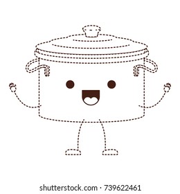 cooking pot with lid cartoon dotted silhouette brown vector illustration