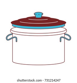 cooking pot with lid color sections silhouette vector illustration