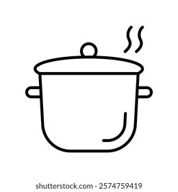 Cooking pot line icon. linear style sign for mobile concept and web design. symbol for web and mobile. Thin linear frying pan, cooking, cook outline icon isolated on white background. EPS 10