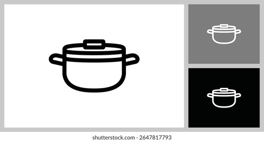 Diseño de Vector de icono de línea de olla de cocina