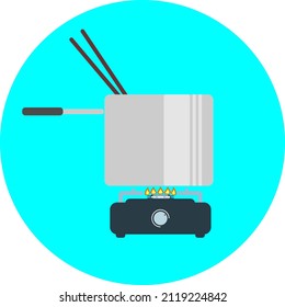 cooking pot logo and symbol, cooking utensils in the kitchen.