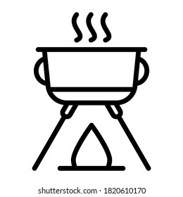 Cooking Pot On Bonfire Depicting Outdoor Cooking Icon