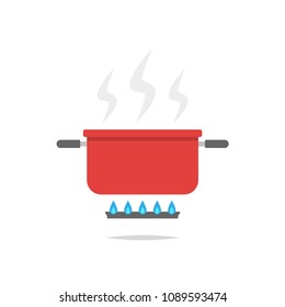 Cooking pot on stove vector isolated