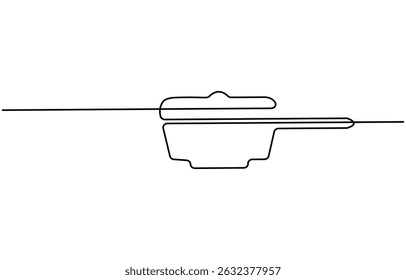 cooking pot outline drawing illustration. one continuous line drawing of Kitchen equipment.