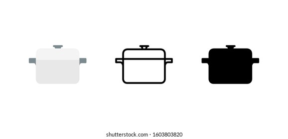 Cooking Pot Restaurant icon. Service flat, silhouette, line vector illustration on white background