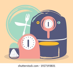 cooking pot salt clock cartoon
