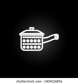 Cooking pot, saucepan, food preparation container neon icon. Elements of kitchen utencils set. Simple icon for websites, web design, mobile app, info graphics