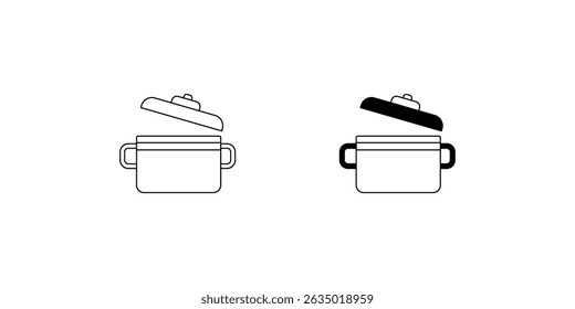 cooking pot set icon with white background vector stock illustration