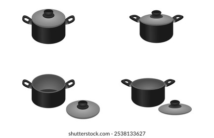 cooking pot set vector illustration isolated on white background.