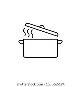 Cooking pot sign line vector icon. Kitchen equipment sign. Restaurant symbol