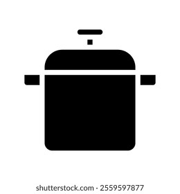 Cooking pot silhouette icon. Concept of cooking, kitchen, and food preparation.