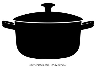 cooking pot silhouette, Kitchen cooking pots vector icon set
