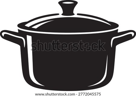 Cooking pot silhouette vector graphic for kitchenware product branding recipe website icon or food service UI design