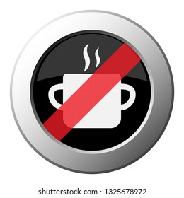 cooking pot with smoke - ban round metallic push button with white icon on black and diagonal red stripe