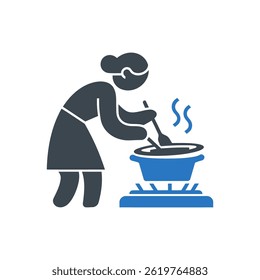 Cooking Pot Stirring Icon Isolated On White Background