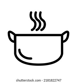 Cooking pot or stock pan icon flat line vector for cooking,outline pot on white background