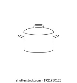 Cooking Pot Or Stockpot Stock Pot Flat Vector Line Icon For Cooking 