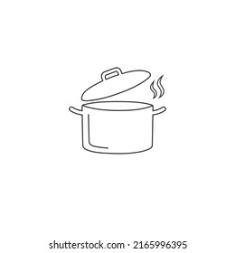 Cooking pot or stockpot stock pot flat vector line icon for cooking flat sign