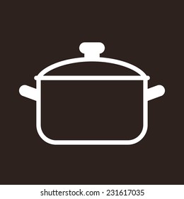 Cooking pot symbol on dark background