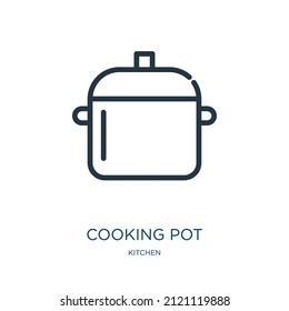 cooking pot thin line icon. pot, pan linear icons from kitchen concept isolated outline sign. Vector illustration symbol element for web design and apps.