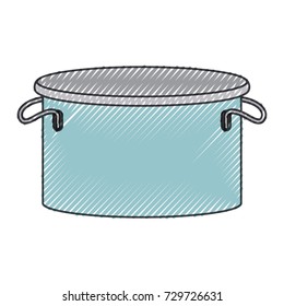 cooking pot utensil colored crayon silhouette vector illustration