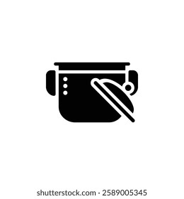 cooking pot vector icon. bakery icon solid style. perfect use for logo, presentation, website, and more. simple modern icon design glyph style